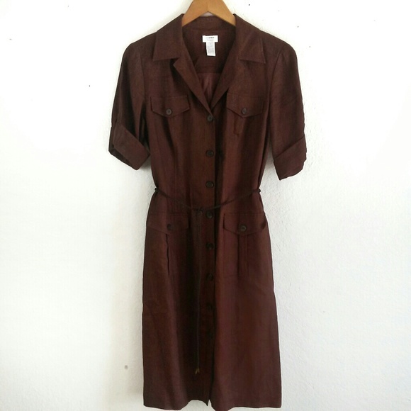 Vintage Dresses & Skirts - 80s - 90s vintage pure linen shirt dress